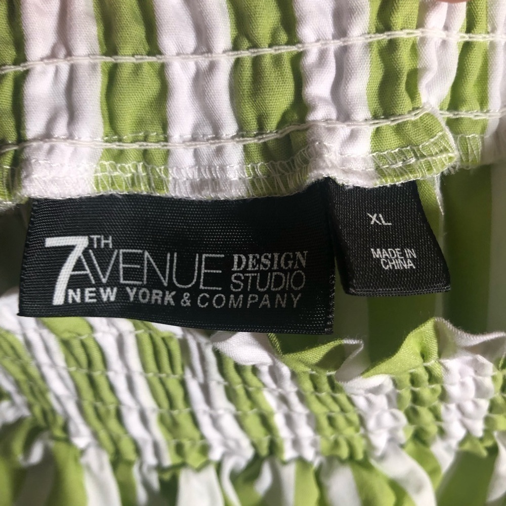 New York & Co 7th Avenue Striped Ruched Peplum Balloon Sleeve Top XL - Picture 5 of 6